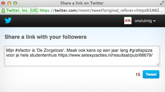Deel de uitslag via social media